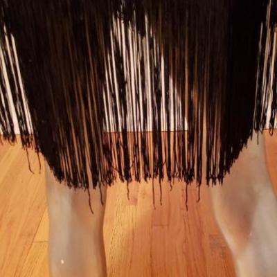 Vintage Mantila jersey shawl long fringes gold ebroidred silk collar