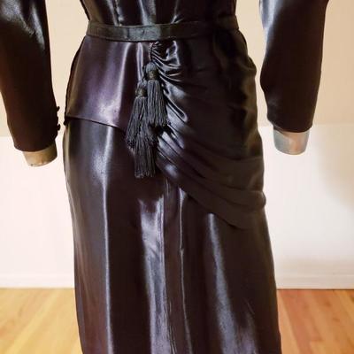 VTG  1920's Satin Evening dress draped amazing details,cut and Tassels