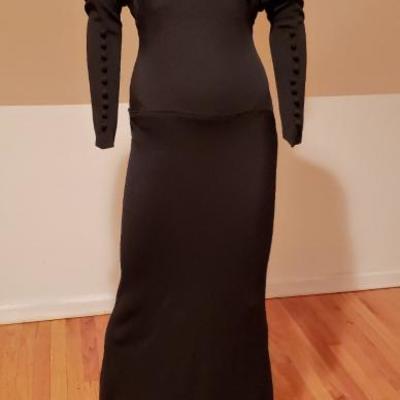 Vtg 1920's formal bias open sleeve gown kick pleats Carol Lombard  