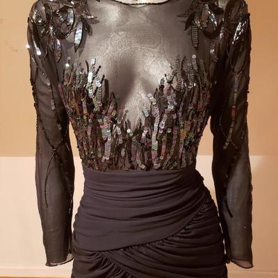 CASADEI 1982 signed silk chiffon illusion beaded cocktail dress