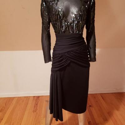 CASADEI 1982 signed silk chiffon illusion beaded cocktail dress