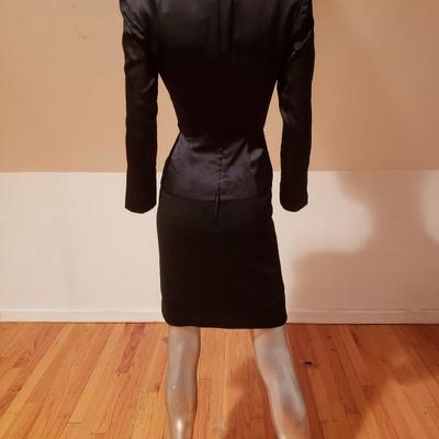 VICKY TIEL PARIS Couture silk wool ruched shirred dress France Eur-38