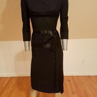 Larry Aldrich 1940's satin ribbon embellished cocktail dress 