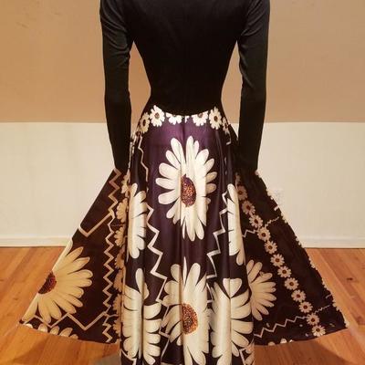 ELINOR GAY 1960 Trapeze psychedelic maxi gown Flower Power boho chic