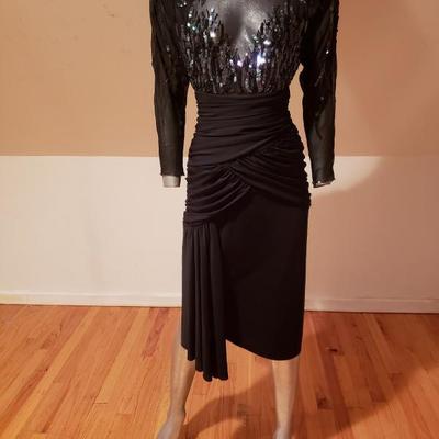 CASADEI 1982 signed silk chiffon illusion beaded cocktail dress