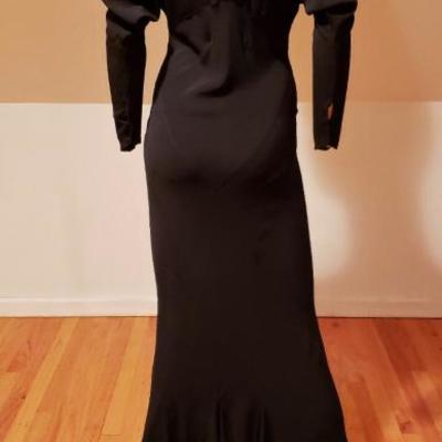 Vtg 1920's formal bias open sleeve gown kick pleats Carol Lombard  