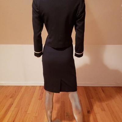 ALBERT NIPON skirt suit Maritime blue & white gold metal buttons