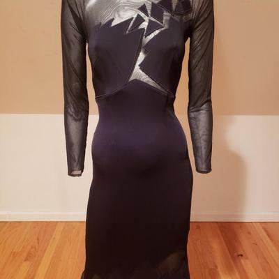 CACHE'  Illusion mermaid gown cutout geometric design Sensual