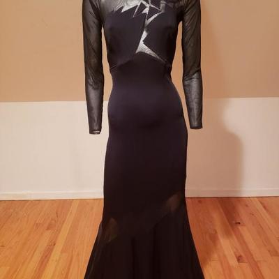 CACHE'  Illusion mermaid gown cutout geometric design Sensual