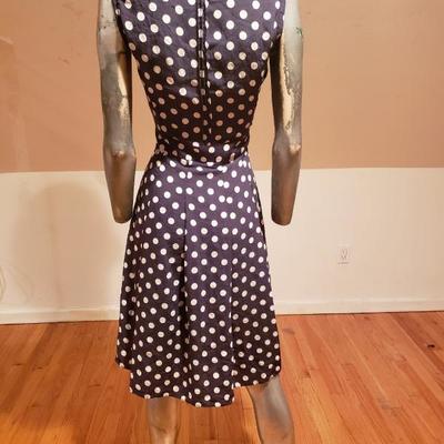 VTG PIERRE CARDIN Paris Numbered Polka dot blue dress bakelite buttons 