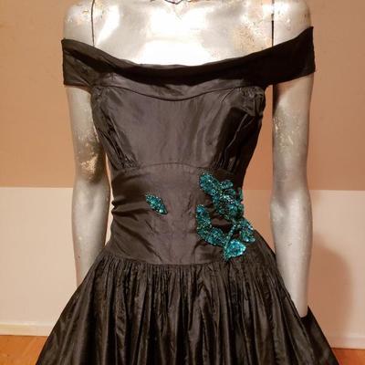 Circa 1930 Glamorous embellished Taffeta gown Registered Fashion Guild
