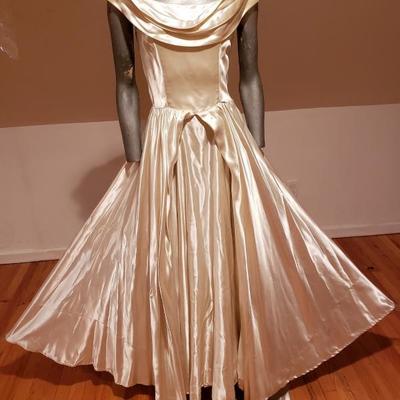 French Chateau Actor liquid Peau de Soie majestic Gown Circa 1930's