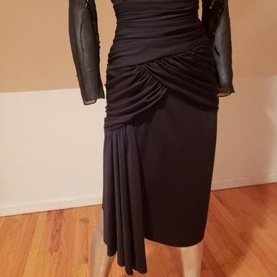 CASADEI 1982 signed silk chiffon illusion beaded cocktail dress