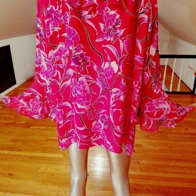 Silk chiffon ruffle large size top with beads and sequins Fuschia/ lavender