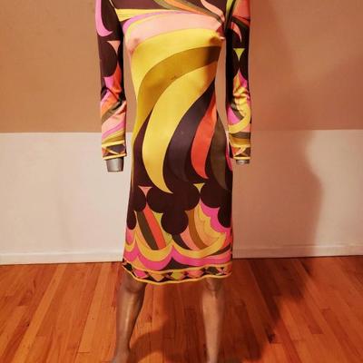 Extremely Rare EMILIO PUCCI 1950's silk dress Florence Italy  Saks 5th Avenue