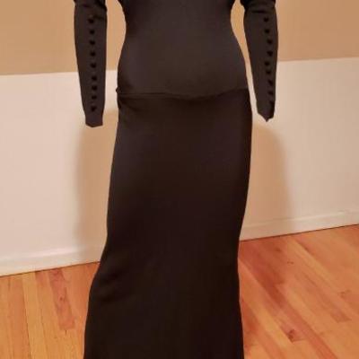 Vtg 1920's formal bias open sleeve gown kick pleats Carol Lombard  