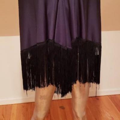 Vintage Mantila jersey shawl long fringes gold ebroidred silk collar