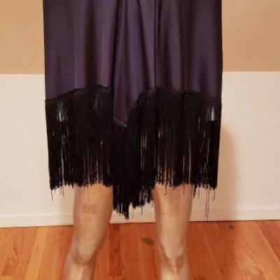 Vintage Mantila jersey shawl long fringes gold ebroidred silk collar