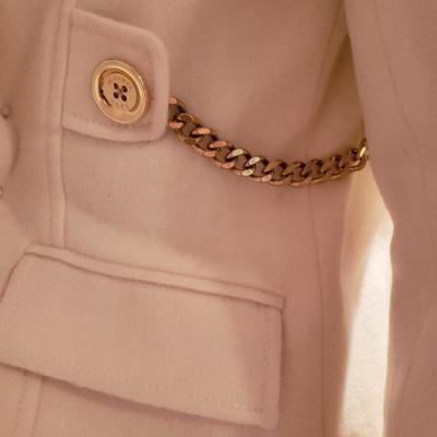 MICHARL KORS double breasted cream wool peacot jacket.gold chains hardware