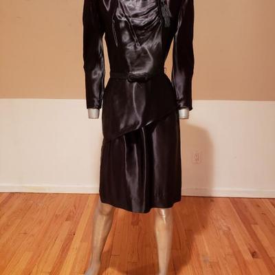 VTG  1920's Satin Evening dress draped amazing details,cut and Tassels