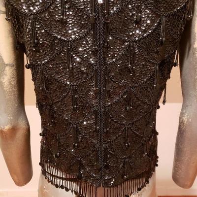  Embellished Beaded sequins danglers onyx top British Colony of Hong Kong 1940's