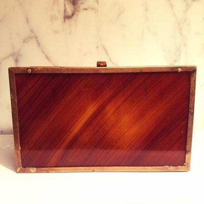 BAKELITE 1930's vintage purse gold metal filigree