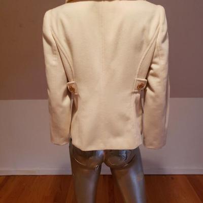 MICHARL KORS double breasted cream wool peacot jacket.gold chains hardware