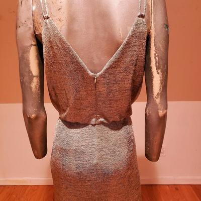 CALVIN KLEIN COUTURE Gown NWT Sand Gold Metallic gold hardware 