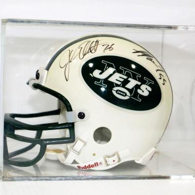 NY JETS Jumbo Elliott Mo Lewis Autographed Collector's Helmet #710-37