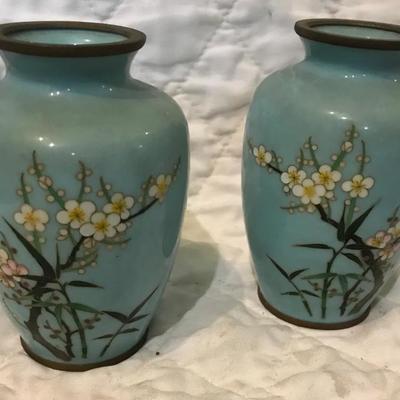 Two Vintage Chinese Cloisonne Vases 5 H.