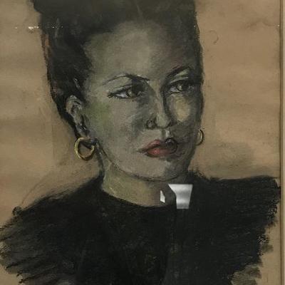 LISTED ARTIST IRA McDADE - Woman Portrait Pastel 23 x 19
