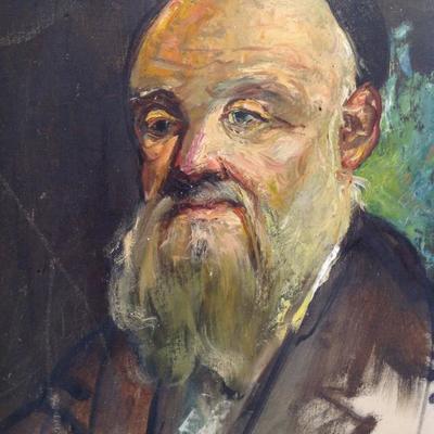 Vintage Oil Painting - Portrait of a Rabbi 28 x 22