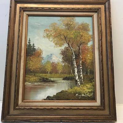 Signed RAYMOND Oil Painting 28 H X 24 W