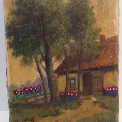 Vintage Signed Oil Painting - Remote Setting 16 x 12