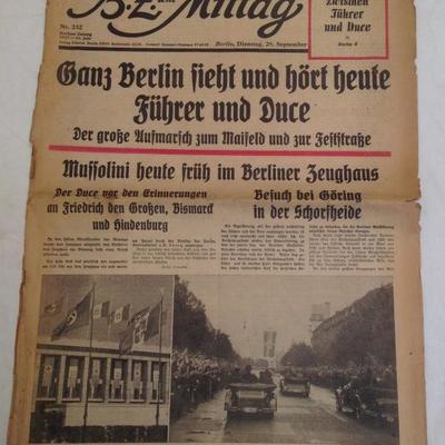 1937 Hitler Meets Mussiollini Original Newspaper