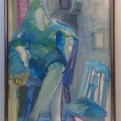 Signed Felicia Painting – Woman Portrait 30 x 19