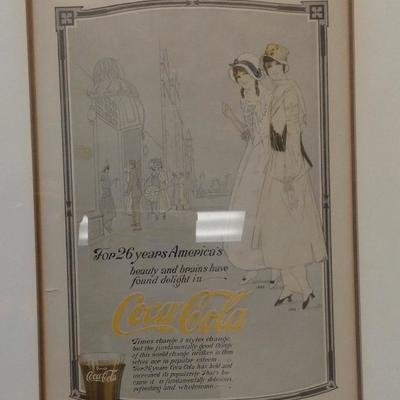 ORIGINAL FRAMED COCA COLA ADVERT POSTER