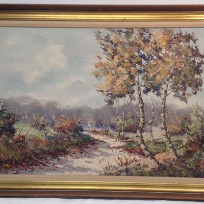 Signed GAROT Painting Depicts - Falling Leaves Image