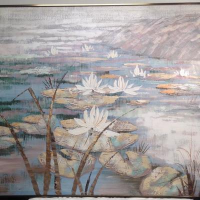 Vintage Lee Reynolds Painting of Lilly Pods/ Lake