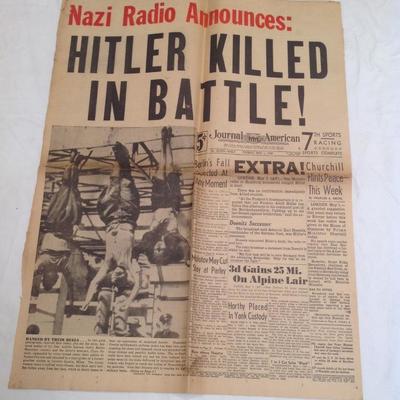 Mussolini Hanging & Hitler Dead NYJournal 1945