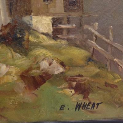 Vintage Signed E. Wheat Oil Painting 22 x 18