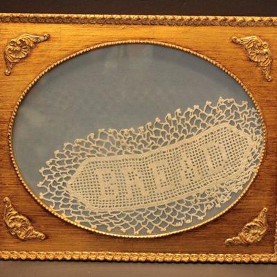 Vintage Embroidered lace frame Art Piece