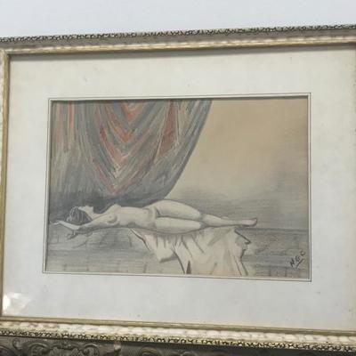Signed N G.C. Nude Pastel Edgar Degas Style