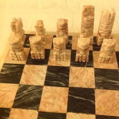 HAND CARVED MARBLE CHESS SET- COMPLETE