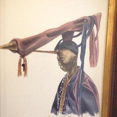 SIGNED Oil Style Print -Chinese Warrior 15 X 13