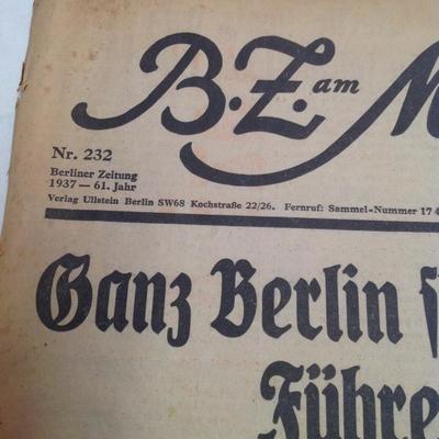 1937 Hitler Meets Mussiollini Original Newspaper