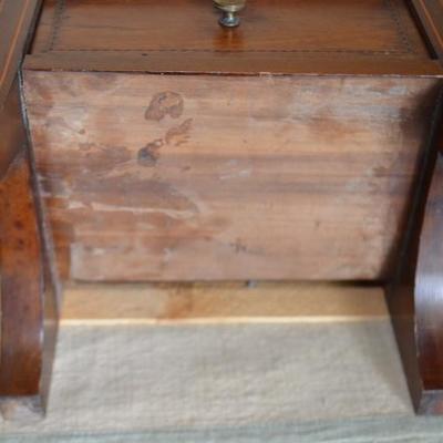 ANTIQUE MINIATURE WOOD 1 DRAWER TABLE 7" TALL INLAYED 
