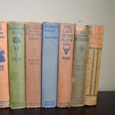 9 ZANE GREY HARD COVER BOOKS