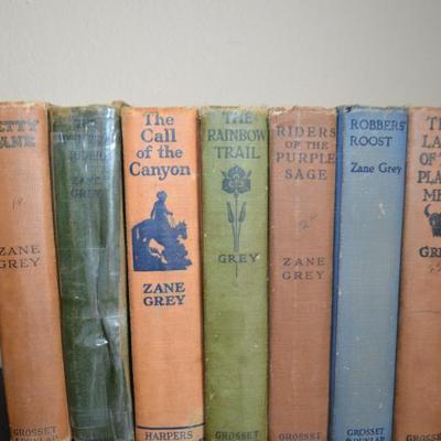 9 ZANE GREY HARD COVER BOOKS