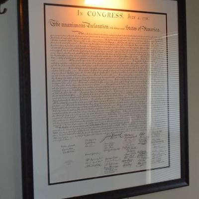 40"X30" FRAMED DECLARATION OF INDEPENDENCE W/ LIGHT